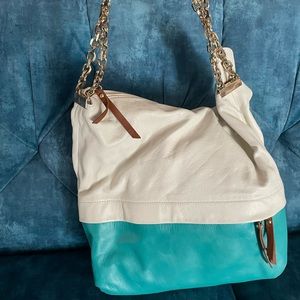 AUTHENTIC Christian Louboutin bag. Teal and White. Never used.